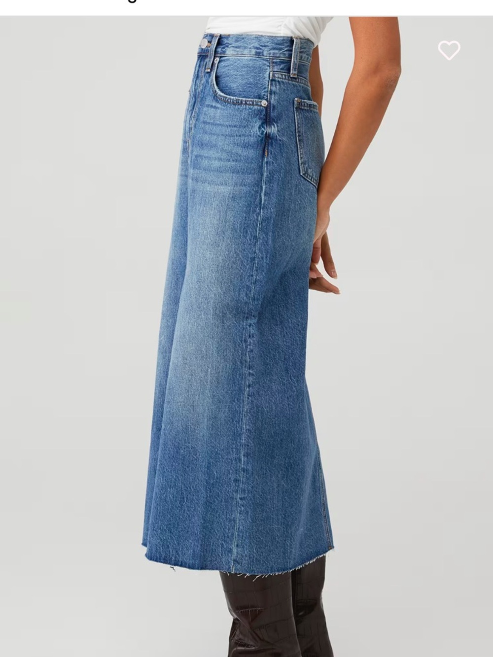 pistola Blue Denim Midi Skirt with Center Front Slit - Picture 2 of 7